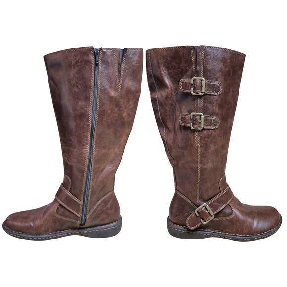 BOC Cleo Brown Vegan Leather Full Zip Buckle Tall Boots Women's 9 M Wide Calf - Picture 1 of 6